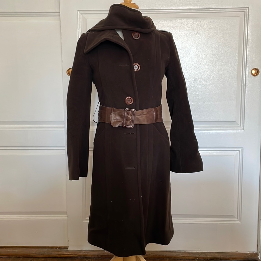 Mackage wool coat with leather belt